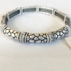 Lia Sophia Rhinestone Alligator Texture Stretch Bracelet NWT